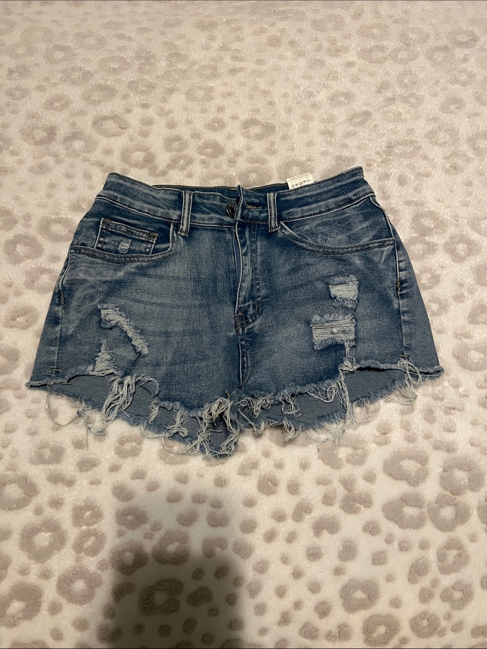 SHEIN Distressed Dark Blue Denim Jean Shorts